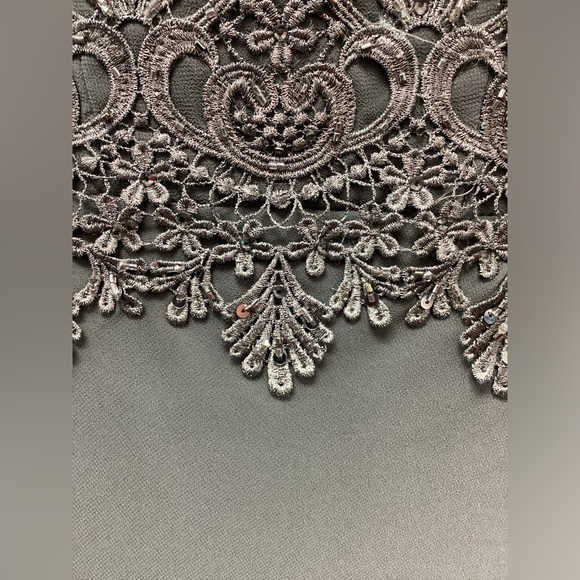 Montage by Mon Cheri Charcoal Lace Gown - Picture 5 of 8